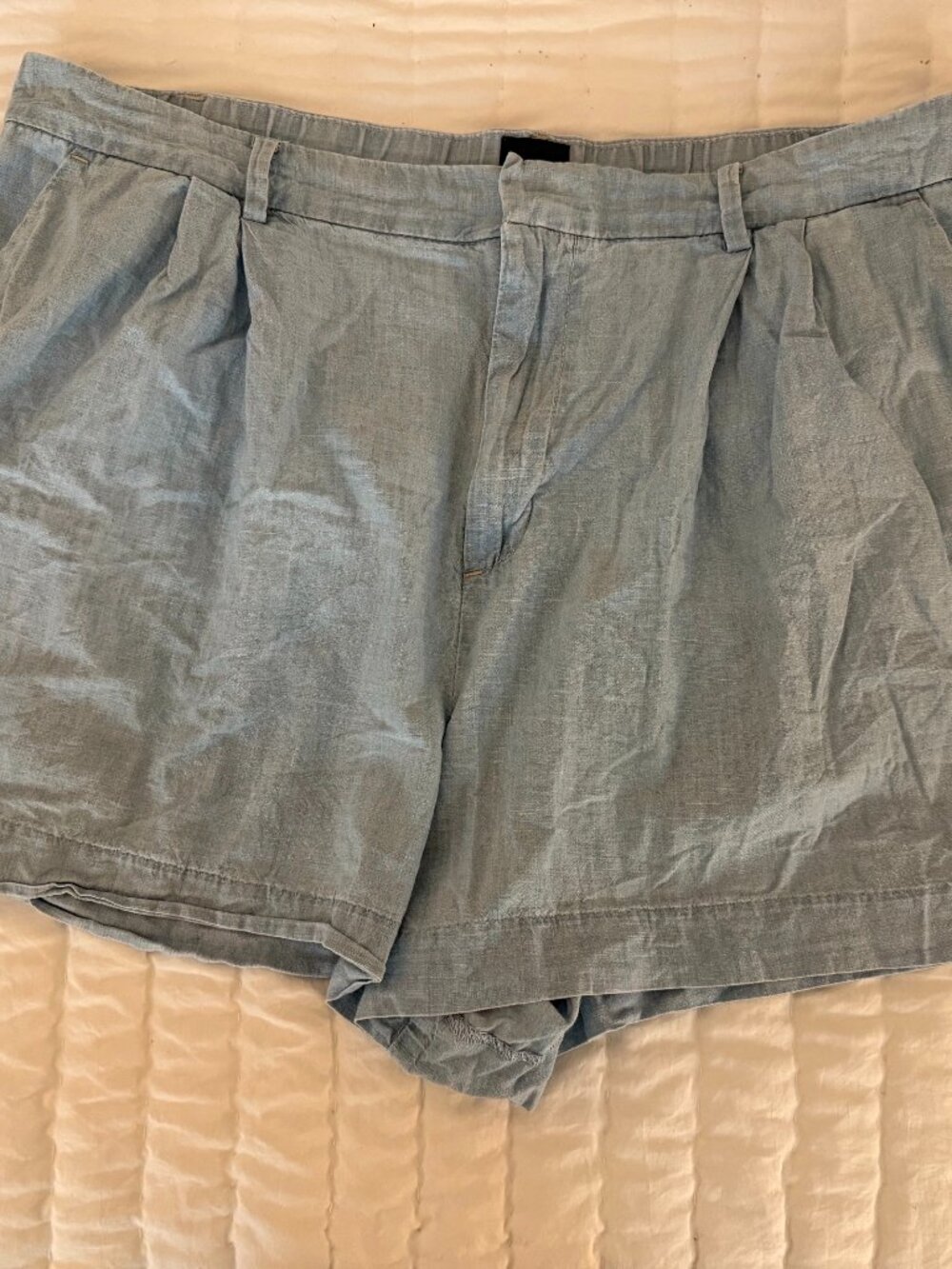 GAP Women’s XL Light Blue Pleated High Rise Linen Blend Shorts